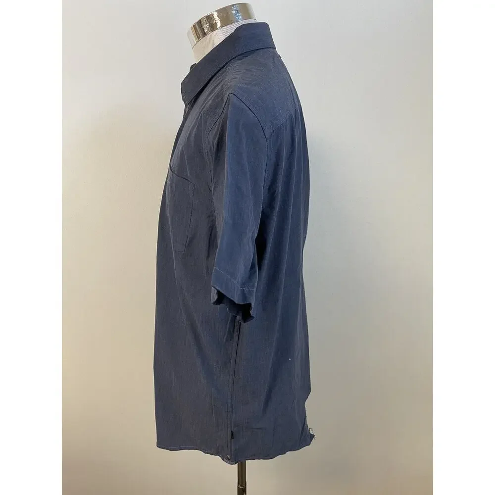 PME Legend Shirt Mens Large Button Up Defect Open Front Blue Factory Seconds N47